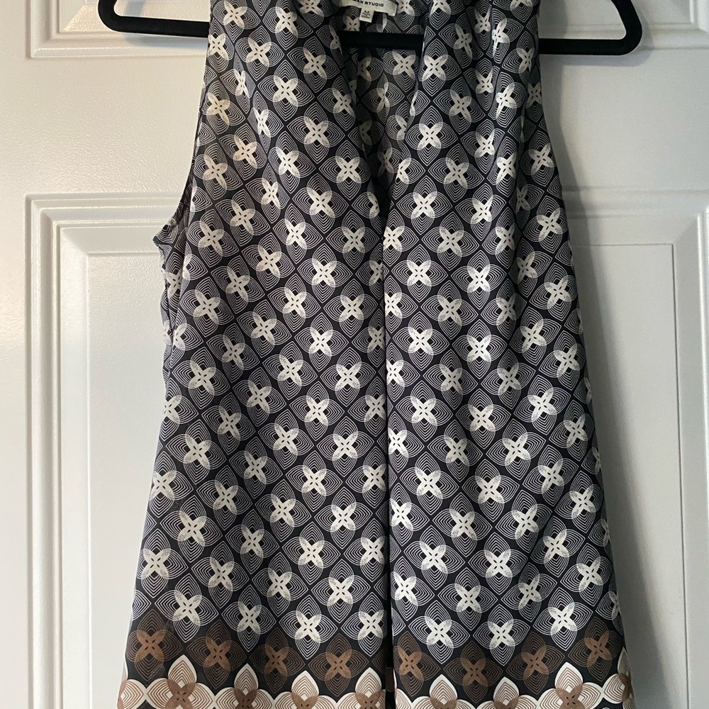 Max Studio Black and Brown Patterned Blouse Size M